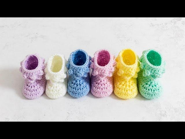How to Crochet CUTE and Easy Baby Booties (Various Sizes!)