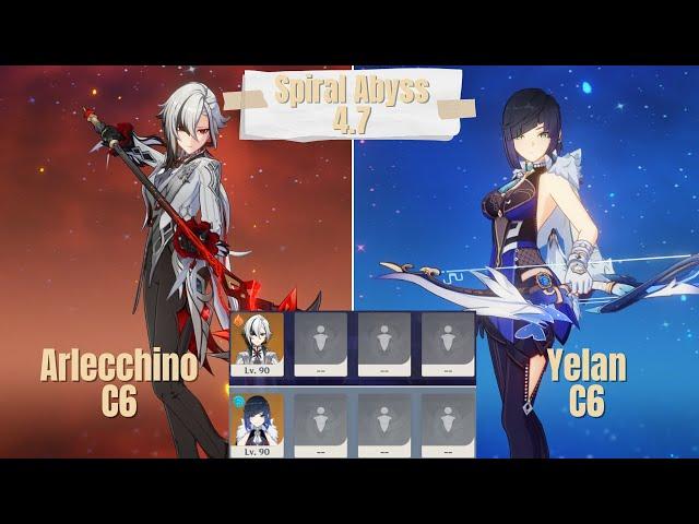 C6 Arlecchino & C6 Yelan Solo No Reset Spiral Abyss 4.7