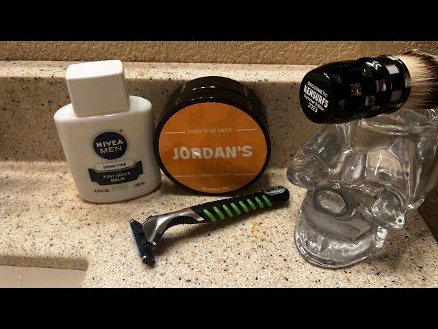 Gillette Sensor 3 Razor, Jordan’s “ Summer Ale” Soap, KENSURFS 2023 Brush, & Nivea men Sensitive.