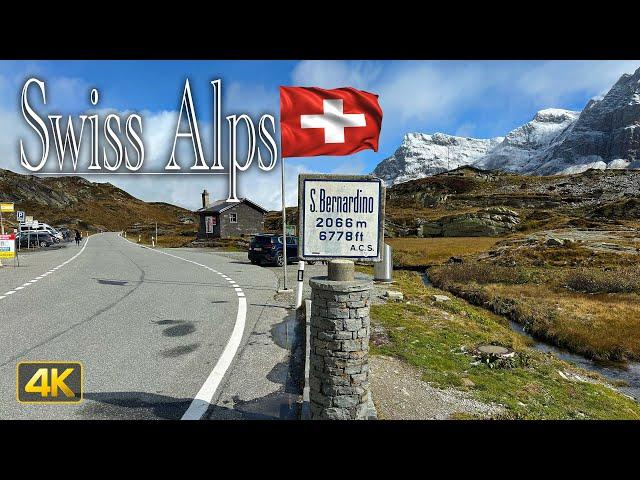 Driving the San Bernardino Pass in the Swiss Alps, Switzerland 