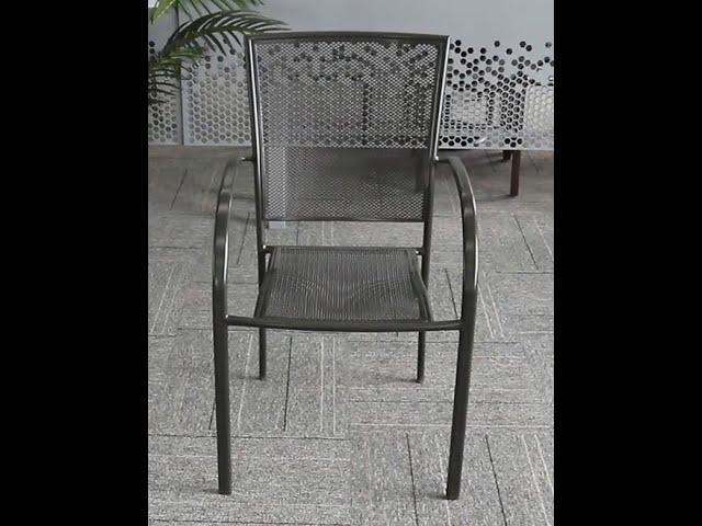 Commercial Grade Indoor-Outdoor Steel Patio Arm Chair with Square Back