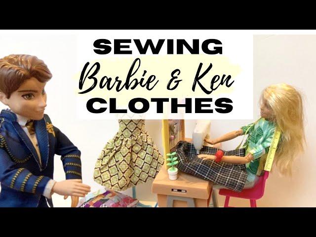 KEN ASKS BARBIE TO SEW HIM SOME SHORTS! SEWING BARBIE CLOTHES USING SIMPLICITY PATTERN 5785. SEWING