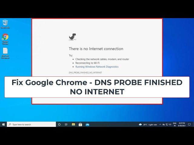 Fix DNS PROBE FINISHED NO INTERNET | Google Chrome