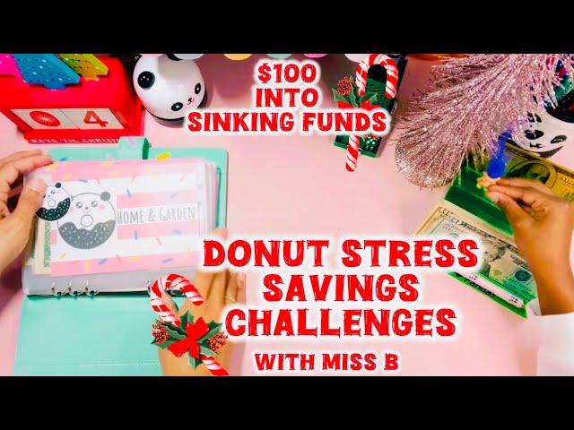 Donut Stress Savings Challenges | $100 into Sinking Funds | Cash Envelope System | Dec Wk 2