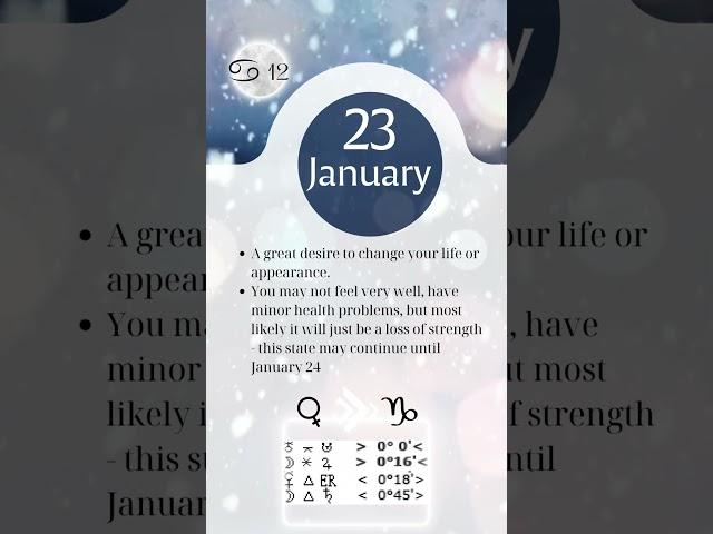 January 23 - Astrological CALENDAR for every day from astro-psychologist Natalia Kami #horoscope