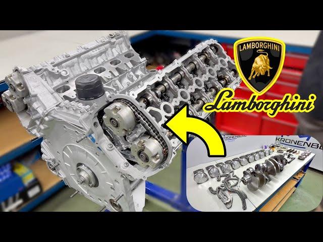 REBUILDING A LAMBORGHINI V10 ENGINE IN 10 MIN!