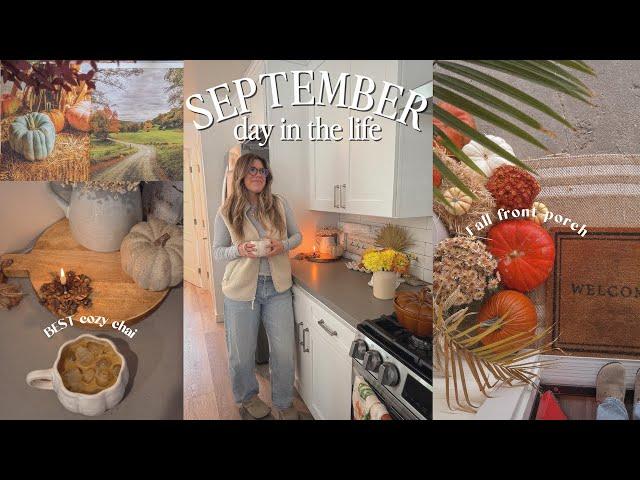 FALL Day In My Life | BEST Fall Chai Recipe, Grocery Shop & Haul + Finishing Front Porch 