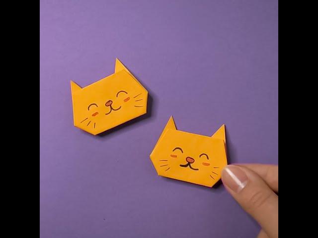 Оригами котик за минуту  Очень простое оригами из бумаги без клея #shorts Easy Origami Cat