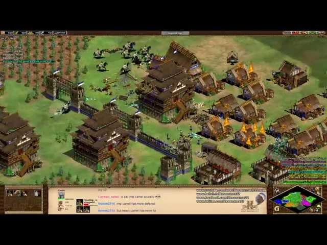 Aoe2 HD: 4v4 Arena (Mongols, Defending Against Pressure)