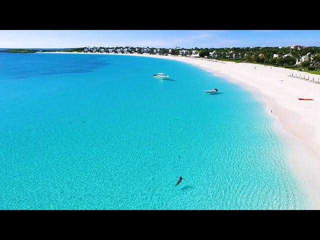 The Most Beautiful Beach in The World: 4K Caribbean Drone Video & Ocean Waves