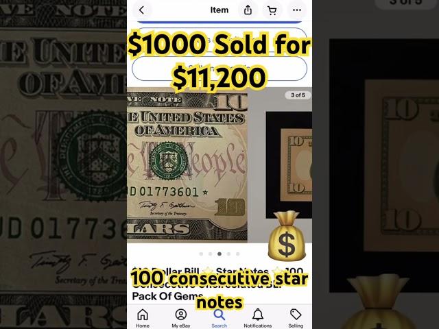 $1000 SOLD FOR $11,200.00!! 100 consecutive star notes in mint condition was sold on eBay for $11200