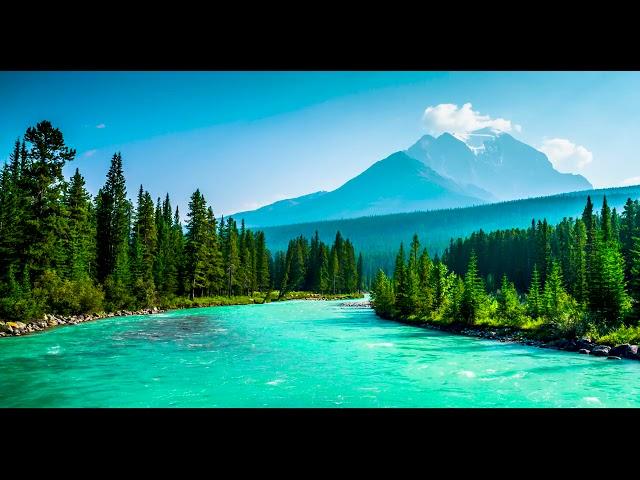 Bow River with Beautiful Turquoise Water Sound. Flowing River, Nature Sounds, White Noise for Sleep.