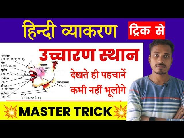 वर्णों के उच्चारण स्थान याद करने का शानदार ट्रिक | Uchcharan Sthan in Hindi Trick | Hindi Grammar