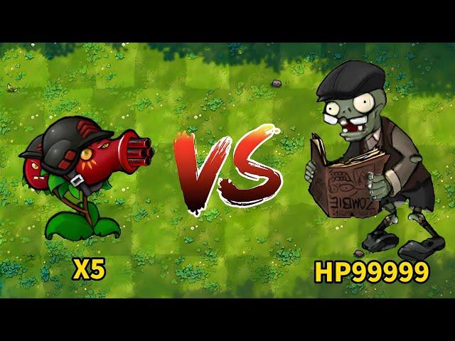 PVZ 1 Fusion Challenge! 5 Random Accelerating Plants VS HP99999 Scholar Zombie, Who Will Win?