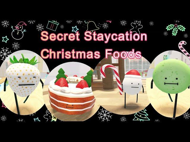 Roblox:"Secret Staycation"CHRISTMAS egg/cake,whiteStrawb, macaron(for the others link  in desc+comm)