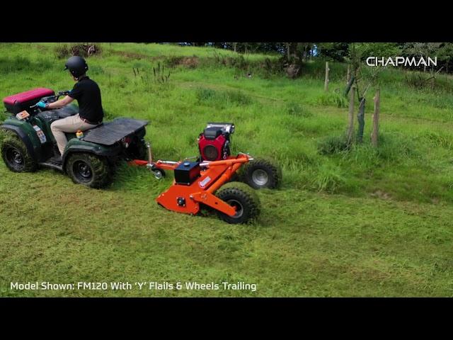 Chapman FM120 ATV Flail Mower with 'Y' Flails & Wheels Trailing Demo Video