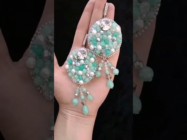 Мятный комплект (ободок и серьги) #ручнаяработа #ободокдляволос #серьги