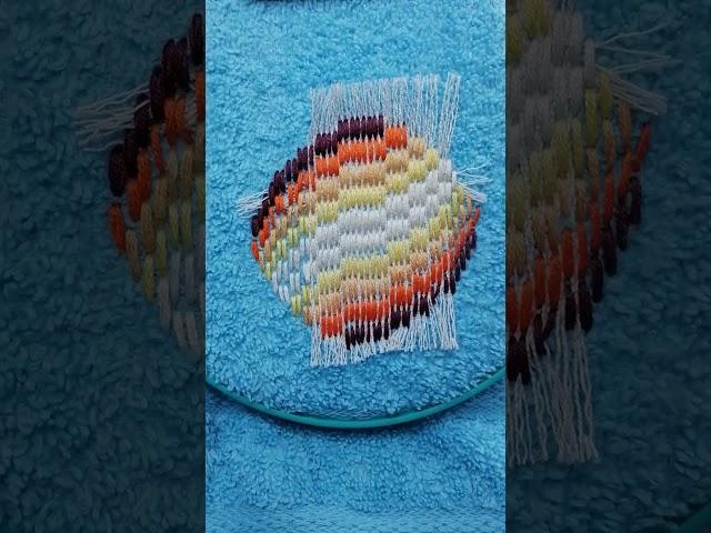 Вышивка по махровой ткани через накладную канву #embroidery   #diy