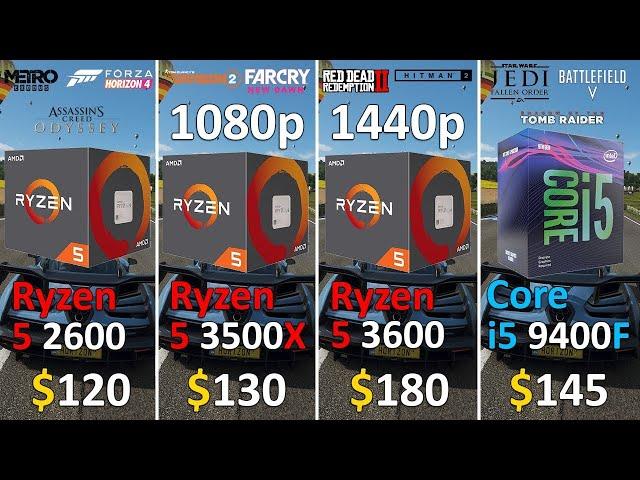 Ryzen 5 2600 & Ryzen 5 3600 vs Core i5 9400F | Test in 10 Games | 1080p and 1440p