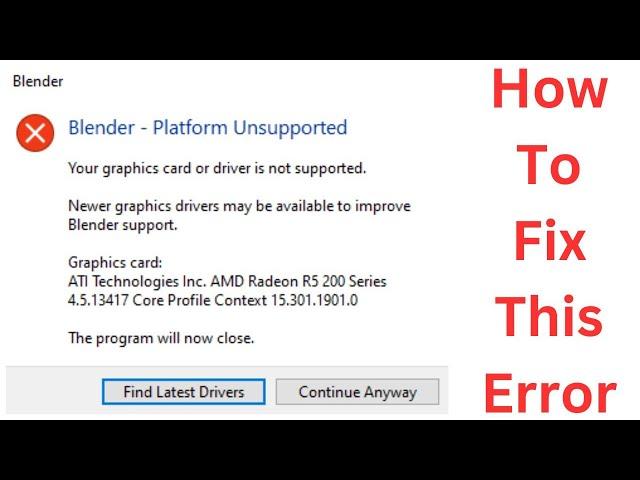 How To Fix Blender Unsupported Graphics Card Or Driver - Hindi