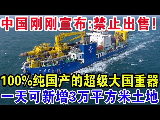 中国刚刚宣布：禁止出售！100%纯国产的超级大国重器，一天可新增3万平方米土地