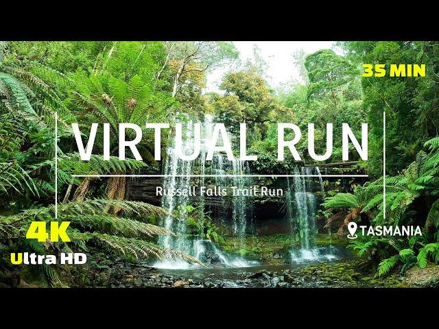 Virtual Run Russell Falls Trail 4K - Treadmill Workout - Virtual Scenery - Tasmania