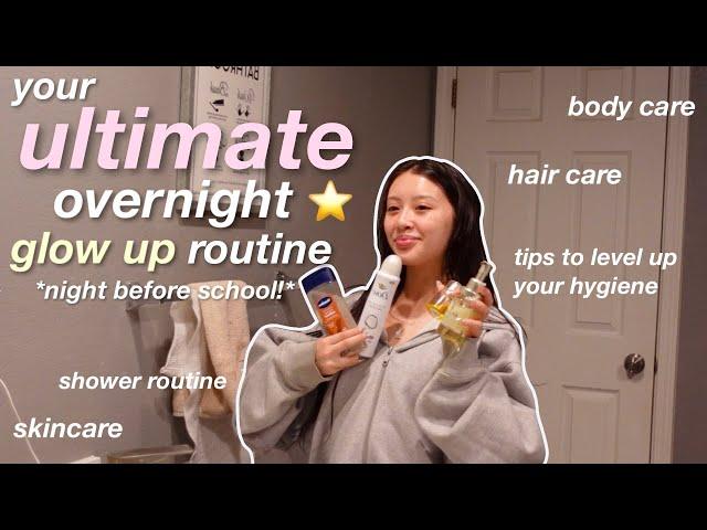 the NIGHT BEFORE THE FIRST DAY OF SCHOOL GLOWUP ROUTINE⭐️🫧 || skincare, shower, hair care +