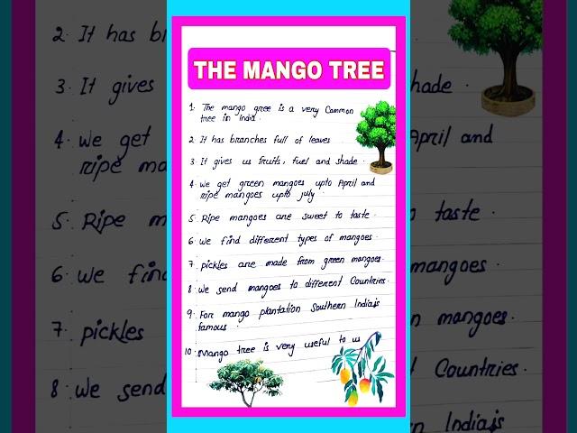 The Mango Tree 10 Line Essay in English.#mango #mangotrees