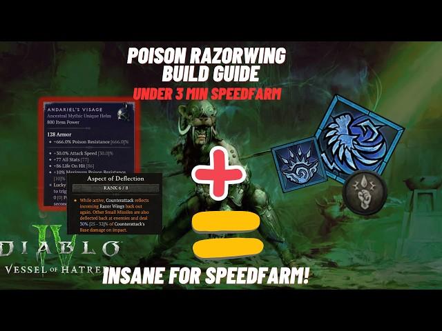 Razor Wing Aspect is INSANE for Poison Spiritborn Speedfarm build! | Diablo4 season6 Endgame Guide