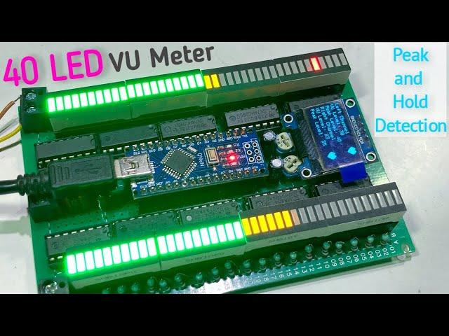 Amazing 40 LED VU Meter Arduino with Peak and Hold