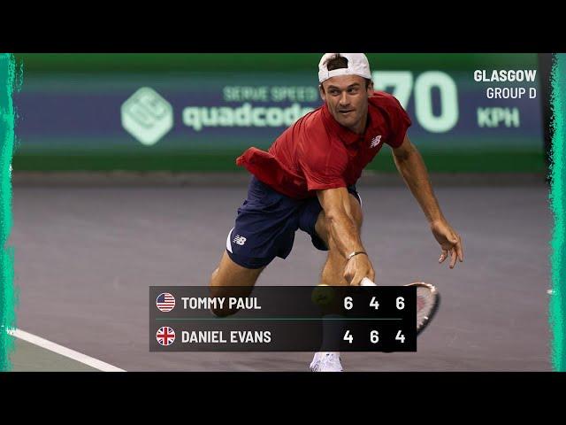 Tommy Paul v Dan Evans | USA v GBR | Day 2 Match 1 Highlights