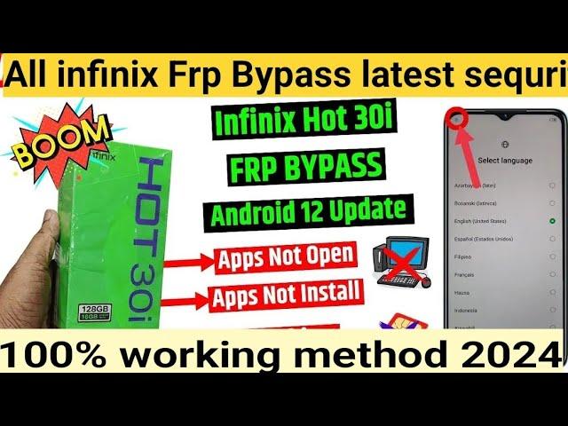 Infinix Hot 30i FRP Bypass Android 12,13 | Infinix (X669C) Google Account Bypass Without Pc | 100%