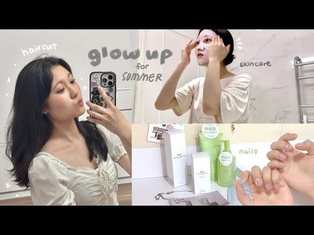 GLOW UP with me  korean glass skin, pinterest nails & haircut, in-depth makeup tips, selfcare night