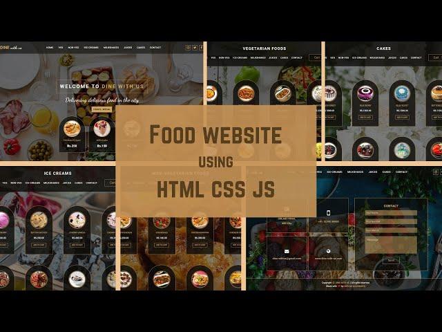 Complete Restaurant/Food Website Using HTML CSS & JavaScript with Add to Cart | Delete from Cart |