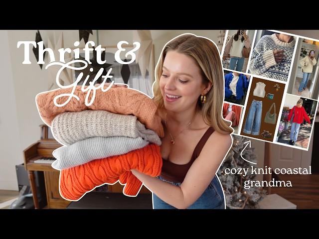 THRIFT + GIFT | cozy knitted costal grandma capsule wardrobe | thrift haul for a subscriber!