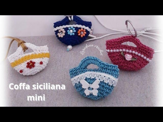 BORSA COFFA SICILIANA MINI UNCINETTO PER COLLANA, MAGNETE... AMIGURUMICROCHET MINI BAG