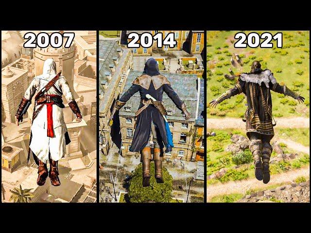 Jumping From the HIGHEST VIEWPOINTS in Assassin's Creed GAME Series including ALL DLC's (2007-2021)