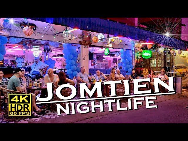 Jomtien Pattaya - Nightlife, Bars, Restaurants, Thai massages 4K 60 HDR  Walking Tour  Thailand 