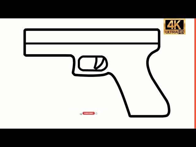 How To Draw Glock 17 pistol easy step by step