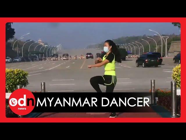 It's Behind You! Dancer Performs Exercise Routine During Myanmar Military Coup