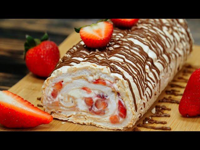 This SUMMER Dessert just MELTS in your MOUTH! | Meringue Roll | Cooking with Tanya