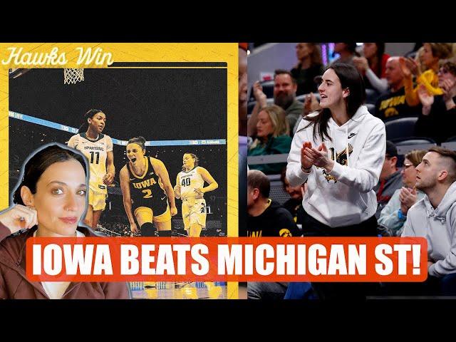 Iowa Upsets Michigan State as CAITLIN CLARK cheers them on ***Game Recap and Highlights***