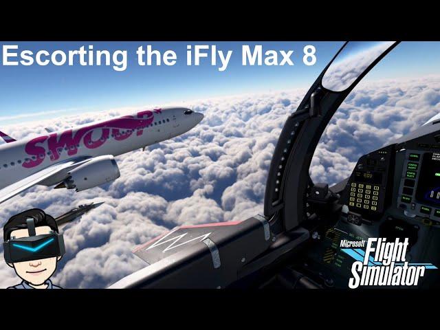 Fighter Jet iFly 737 Max 8 Escort in VR with Pimax Crystal Light | Microsoft Flight Simulator