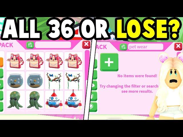 Collect ALL 36 New Pet Wear OR Lose It All Challenge! (Adopt Me)