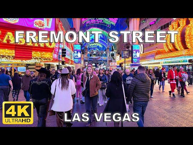 [4K] Fremont Street Las Vegas Walking Tour | December 2024