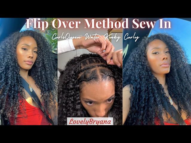 Flip Over Method: Natural DIY Sew In | Kinky Curly Waterwave Curlsqueen | LovelyBryana