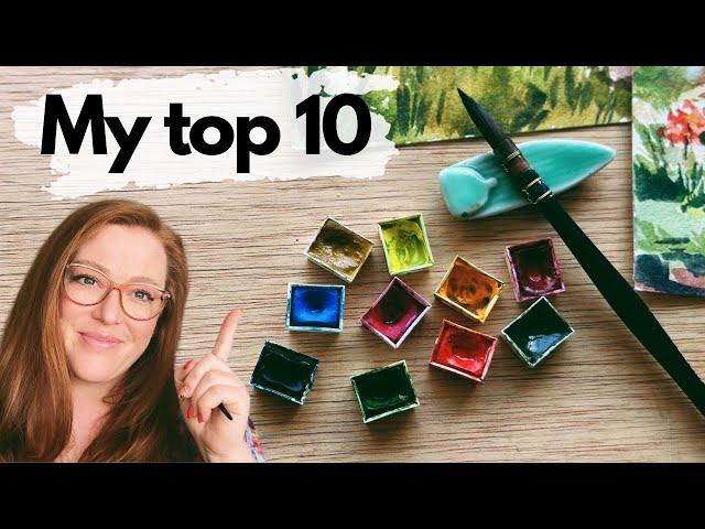 The 10 most used colors in my watercolor palette, how to mix them and when to use them