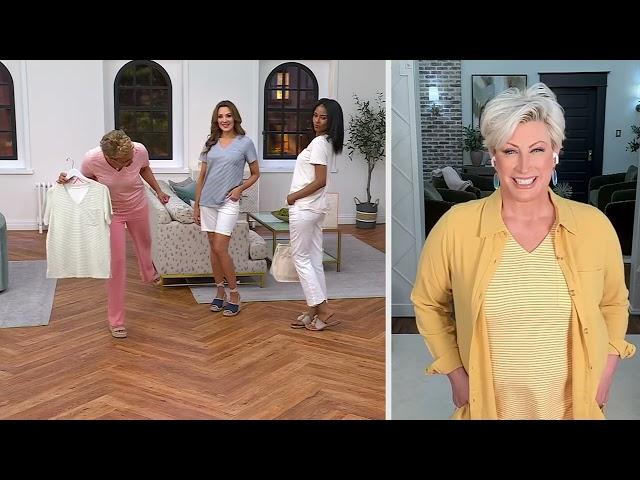 Belle by Kim Gravel Primabelle Knit Mini Stripe Weekender Top on QVC
