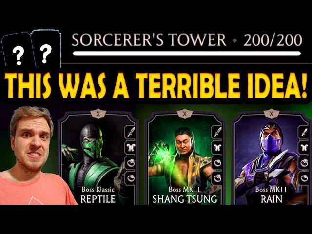 MK Mobile. I Beat Final Battle 200 of Fatal Sorcerer Tower with RANDOM TEAM. It Was HELL!