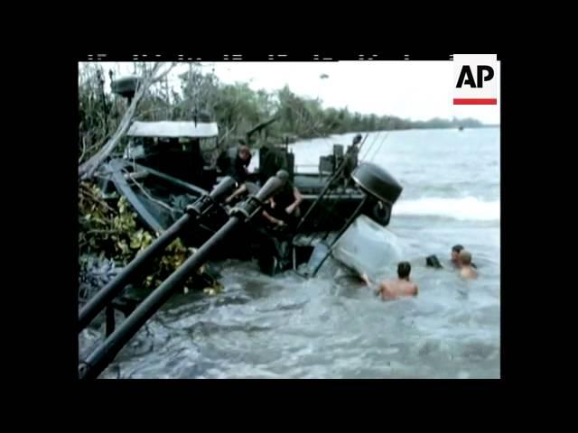 US PATROL BOAT IN RIVER CLASH - SOUND